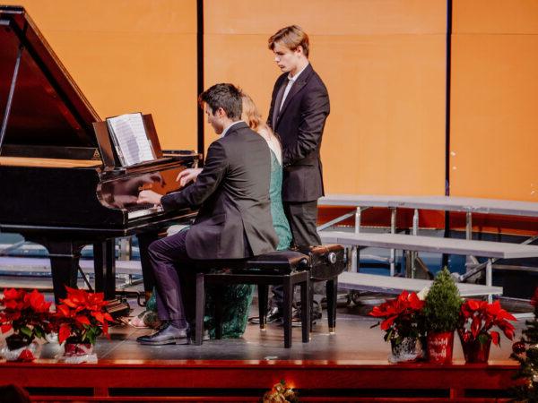 a man and woman on a stage